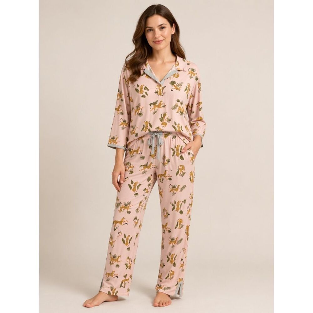 Koolaburra by UGG Pajama Set XL Pink Cheetah Leopard Lounge Sleepwear